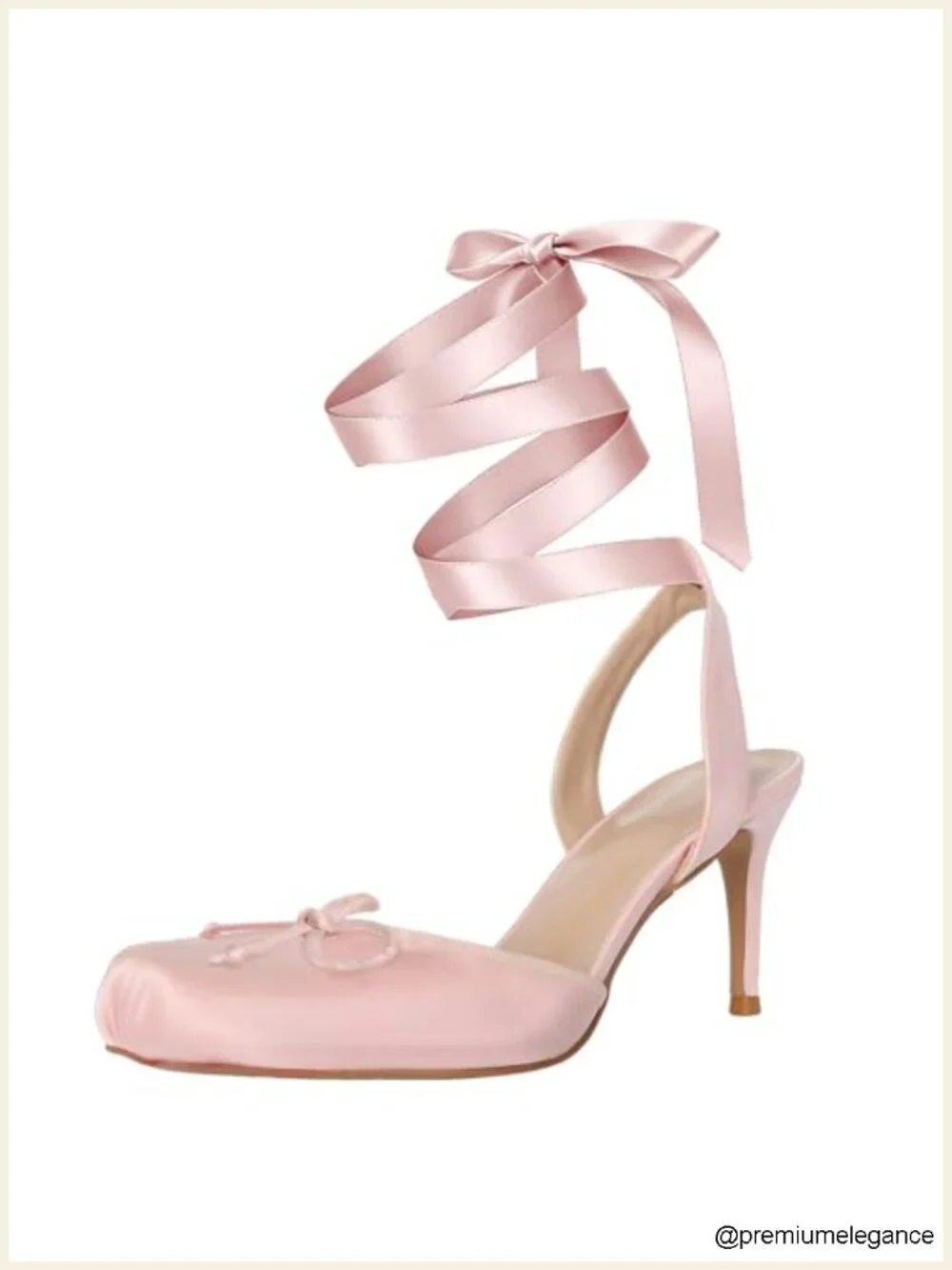 Satin Ballet Heels, Lace Up Square Toe Stiletto Pumps with Bow